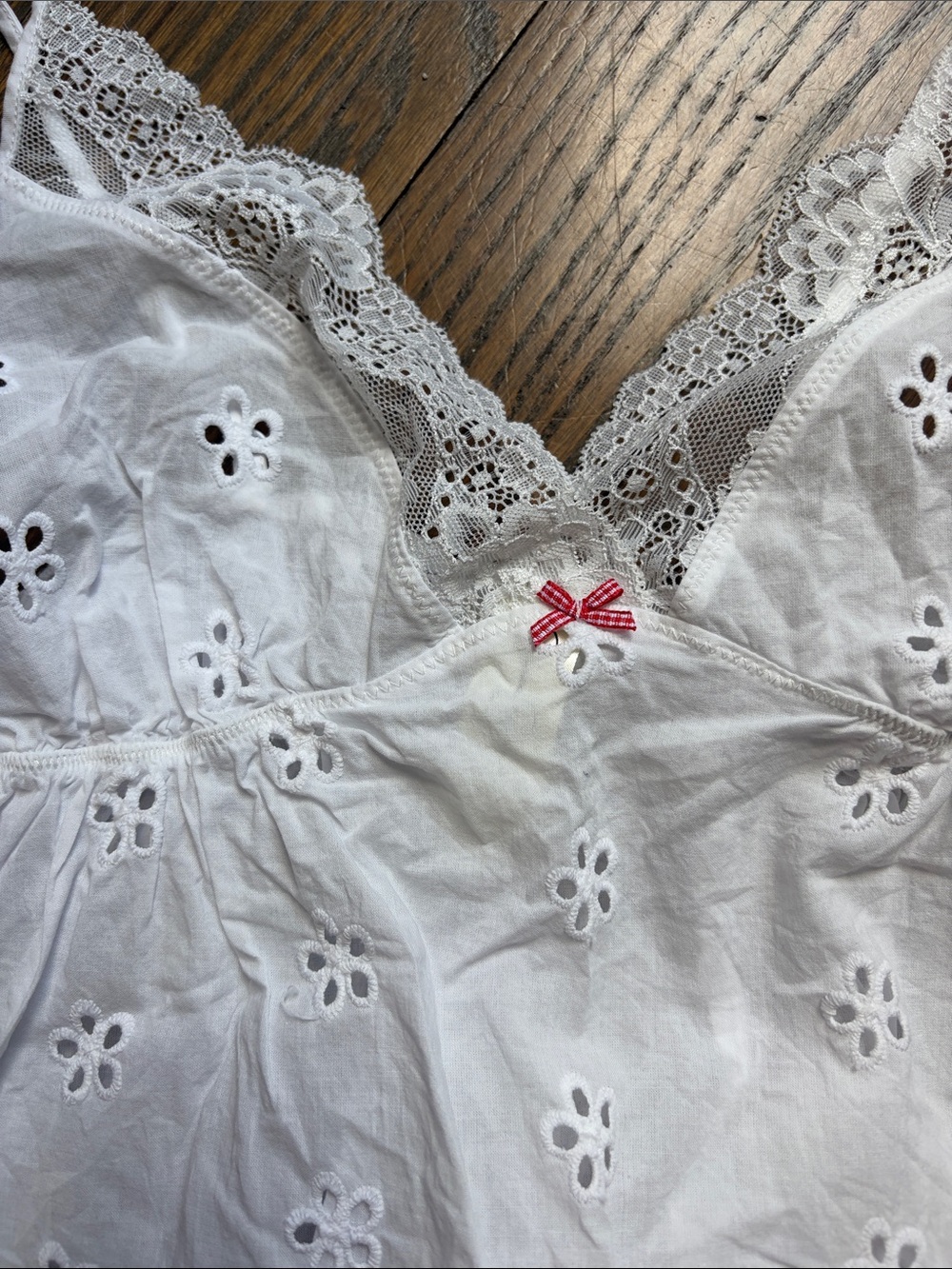 White eyelet pajama lounge tank top & shorts set - Picture 2 of 7
